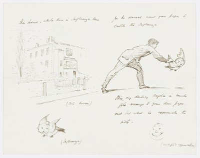 Brev til kunstnerens barnebarn Angela Thirkell (blyant på papir) av Edward Burne Jones