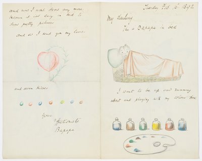 Brev til kunstnerens barnebarn Angela Thirkell (blyant på papir) av Edward Burne Jones