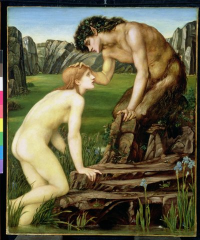 Pan og Psyche, 1872-74 av Edward Burne Jones
