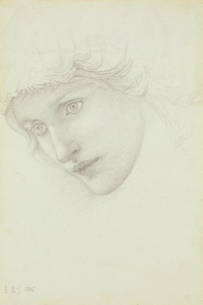 Studie for hodet til en havfrue, 1885 av Edward Burne Jones