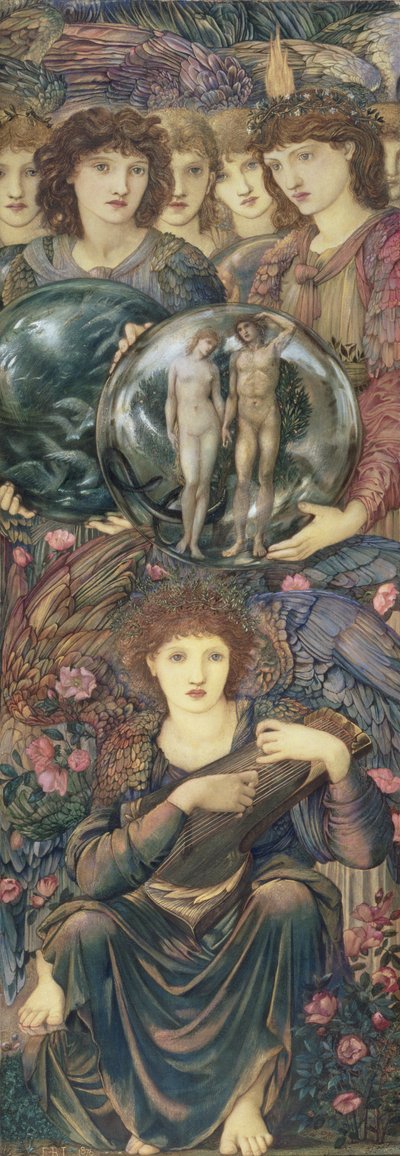 The Days of Creation: The Sixth Day, 1870-76 (wc, gouache, skallgull og platinamaling på lindekket panel) av Edward Burne Jones