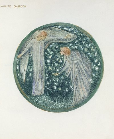 Blomsterboken: XXXIV. White Garden, 1905 (litho med gouache på papir) av Edward Burne Jones