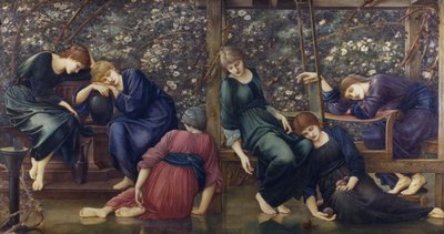 The Garden Court, fra Briar Rose Series, ca. 1894 (olje på lerret) av Edward Burne Jones