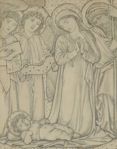 Den hellige familie, ca. 1874 (kritt på papir) av Edward Burne Jones