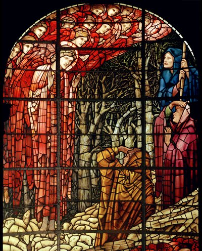 The Nativity Window, detalj, The Shepherds, 1888 (farget glass) av Edward Burne Jones