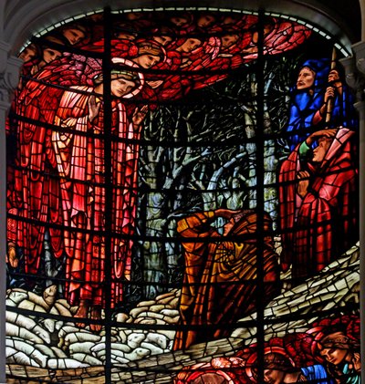 Fødselen og bebudelsen til hyrdene, 1885-1897 (farget glass) av Edward Burne Jones
