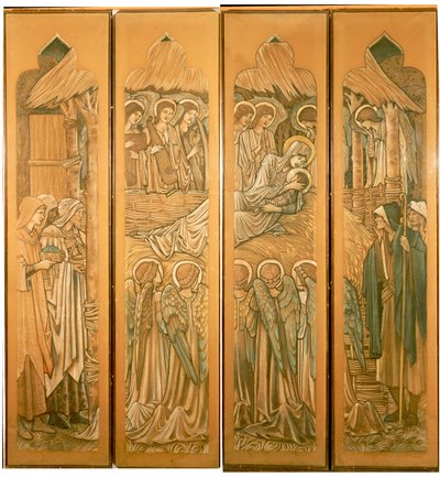 The Nativity, tegneserier for glassmaleriet på St. Deiniol, Hawarden, 1897 av Edward Burne Jones