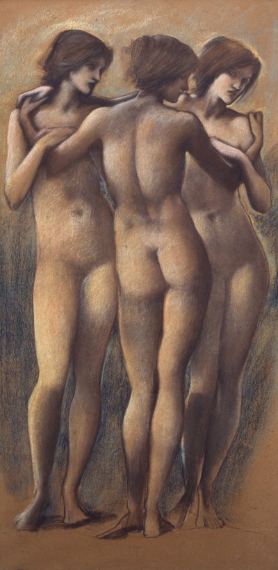 The Three Graces, ca. 1885 (kritt på papir) av Edward Burne Jones