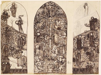 The Tree of Jesse, design for glassmalerier i Waltham Abbey, produsert av Powell & Co., 1860 av Edward Burne Jones
