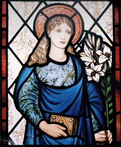 Jomfru Maria, 1882 (farget glass) av Edward Burne Jones