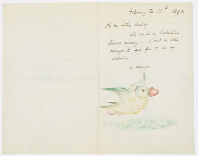 Valentine, brev til kunstnerens barnebarn, Angela Thirkell, 13. februar 1892 av Edward Burne Jones