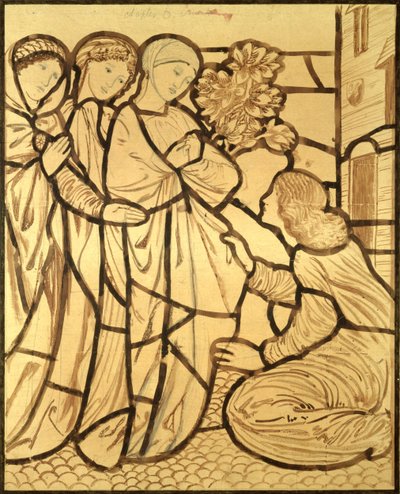 Hvor er din elskede blitt borte, du vakreste blant kvinner (pensel og blekk og blyant på papir) av Edward Burne Jones