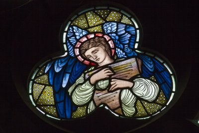 Wilden, Allerheiligen, Morris & Co., Edward Burne-Jones, John Henry Dearle (1859-1932), Engel mit Dulcimer, Engelmusiker von Edward Coley and Dearle John Henry  Burne Jones