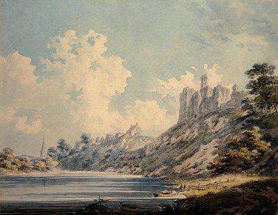 Warkworth Castle (akvarell på papir) av Edward Dayes