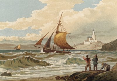 Fiskebåter vender tilbake, Mumbles fyrtårn av Edward Duncan