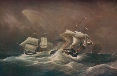H.M.S. Utrettelig engasjerende den franske Droits-De-LHomme, 1797, 1829 av Edward Duncan