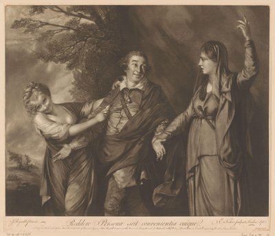 Portrett av David Garrick mellom komedie og tragedie av Edward Fisher