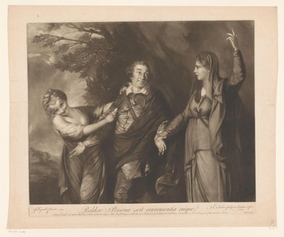 Portrett av David Garrick mellom personifikasjoner av komedie og tragedie For å returnere personen vet egnetheten til hver (tittel på objekt) av Edward Fisher