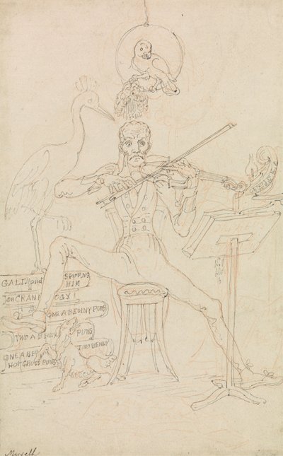 Karikatur selvportrett av Edward Francis Burney