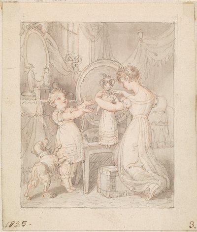Illustrasjon for- Den nye dukken: Uten tittel av Edward Francis Burney