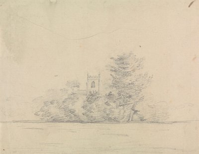 Landskap med kirke av Edward Francis Burney