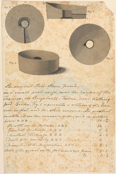 Studie av gammel romersk kvernstein (?) av Edward Francis Burney