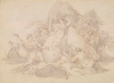 Telemachus og mentor lander på øya Calypso av Edward Francis Burney