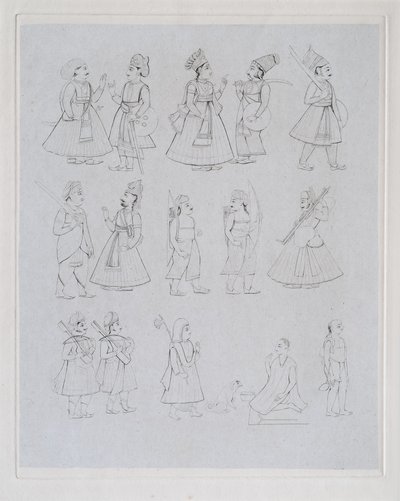 Figurer som viser ulike yrker (gravering) av Edward Francis Finden