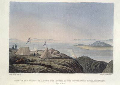Utsikt over det arktiske hav, fra munningen av Coppermine River, midnatt 20. juli av Edward Francis Finden