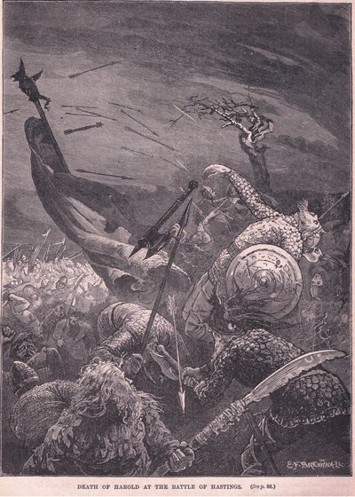 Harolds død i slaget ved Hastings 1066 e.Kr av Edward Frederick Brewtnall