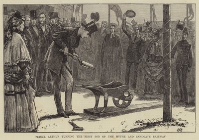 Prins Arthur tar det første spadestikket til Hythe og Sandgate Railway av Edward Frederick Brewtnall