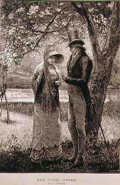 Hennes første tilbud, gravert av W. I. Mosses, fra The Illustrated London News, 23. juli 1881 av Edward Frederick after Brewtnall