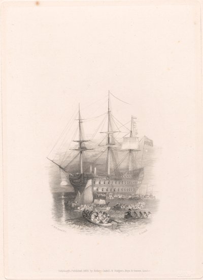 Bellerophon, Plymouth Sound av Edward Goodall