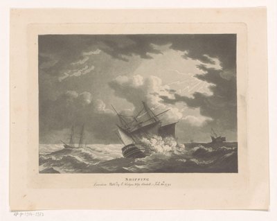 Skip i tordenvær på sjøen Frakt (tittel på objekt) Seascapes (serietittel) av Edward Hedges