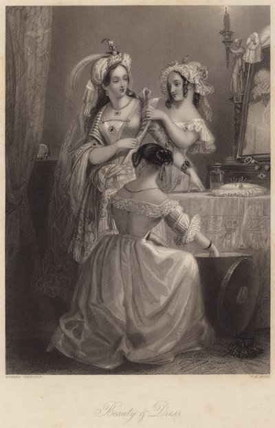 Skjønnhet og kjole (gravering) av Edward Henry (after) Corbould