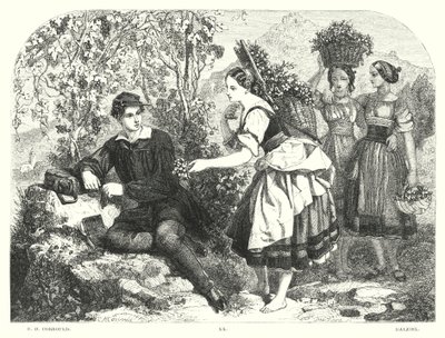 Lord Byrons barn Harold, Canto III, strofe 55 (gravering) av Edward Henry (after) Corbould