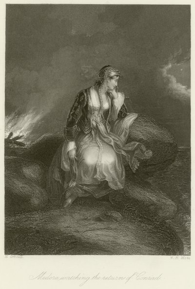 Medora ser på Conrads retur av Edward Henry Corbould