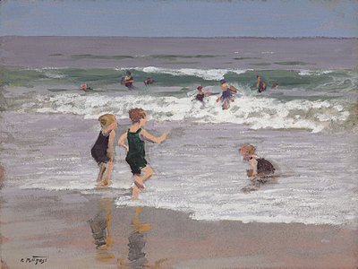 Barn som leker i Surf av Edward Henry Potthast