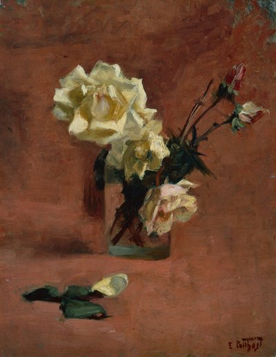 Stilleben med roser i et glass (olje på lerret) av Edward Henry Potthast