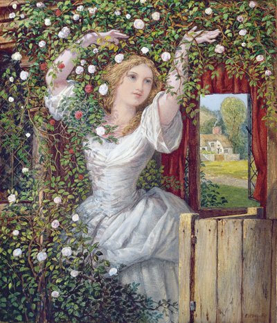 Gartnerens datter, 1860 (wc på papir om bord) av Edward Henry Wehnert