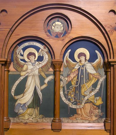 Garstang, St Thomas, Shrigley & Hunt (1873-1982), Edward Holmes Jewitt (1849-1929), Angel Reredos, ca. 1877 av Edward Holmes Jewitt