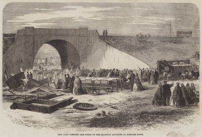 Juryen ser på scenen for jernbaneulykken i Kentish Town av Edward Hull
