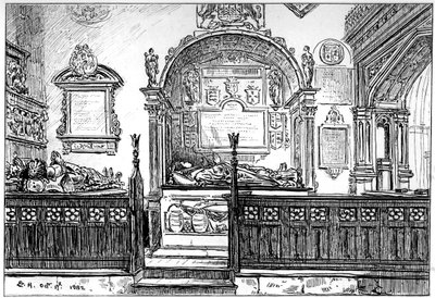 Kirken ved Clopton kirke, Stratford-upon-Avon, Warwickshire, 1885. av Edward Hull