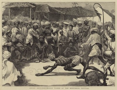 Indian Sketches, Human Tigers på Muharram-festivalen av Edward John Gregory