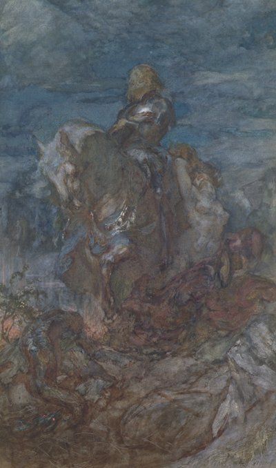 Sir Galahad (wc und gouache på papir) av Edward John Gregory