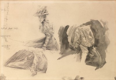 Skisser av en kvinne for Boulters Lock, søndag ettermiddag av Edward John Gregory