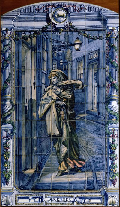 desember, fra en serie flispaneler for det nederlandske kjøkkenet, 1867-8 av Edward John Poynter