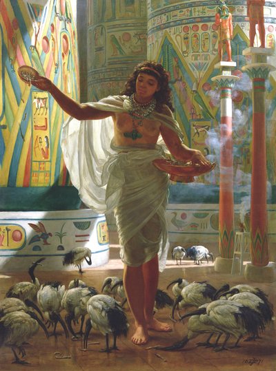 Mate den hellige Ibis i Halls of Karnac (olje på lerret) av Edward John Poynter