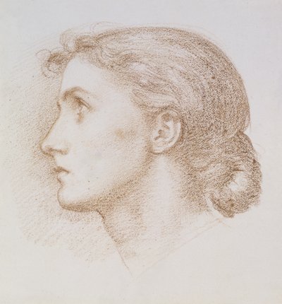 Hodestudie av en ung kvinne, ca. 1880 (kritt på papir) av Edward John Poynter