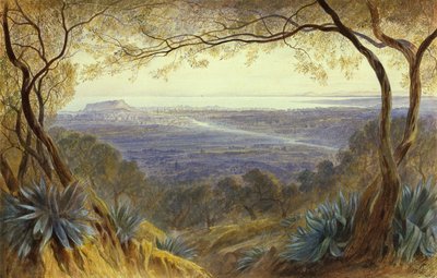 En fjern utsikt over Nice fra åsene av Edward Lear
